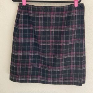 Style and Company Black and Pink Plaid Mini Skirt Size 12 Wool Like